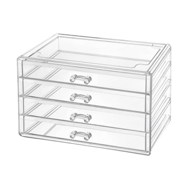 Organizador de cajones de acrílico, estuche para accesorios para el cabello, contenedor de cosméticos multicapa 4 niveles
