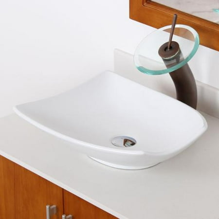 Elite C104f22torb High Temperature Trapeziform Ceramic Bathroom Sink Elite C104f22torb High Temperature Trapeziform Ceramic Bathroom Sink And Oil Rubbed Bronze Waterfall Faucet
