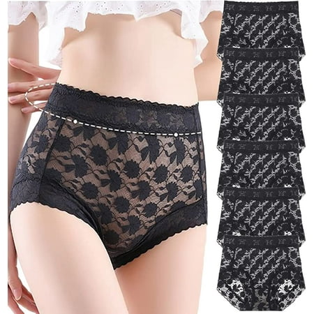 

Women s French Ice Silk Lace Belly Panties High Waisted Ladies Briefs Sexy Underwear for Women 6-Pack