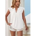 thumbnail image 2 of Osfvolr Womens Blouse V Neck Ruffle Sleeve Flowy Shirts Dressy Casual Cute Summer Tops White L, 2 of 8