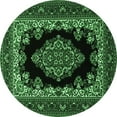 thumbnail image 1 of Ahgly Company Indoor Round Medallion Emerald Green Traditional Area Rugs, 5' Round, 1 of 4