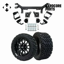 Hardcore Parts 6" Drop Axle Lift Kit for EZGO TXT/PDS (1994.5-2001.5) Electric Golf Cart with 14" Black 'Venom' wheel Wheels and 23"x10"-14 DOT rated All-Terrain tires