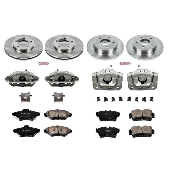 PowerStop Front and Rear Stock Replacement Brake Pad and Rotor Kit with Calipers Fits: FORD Select Models KCOE1300