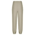 thumbnail image 5 of Women's Elastic Waist Jogger Pants with Pockets - Baggy Casual Pleated Hem Sweatpants for Workout, Yoga & Daily Wear Khaki M, 5 of 6