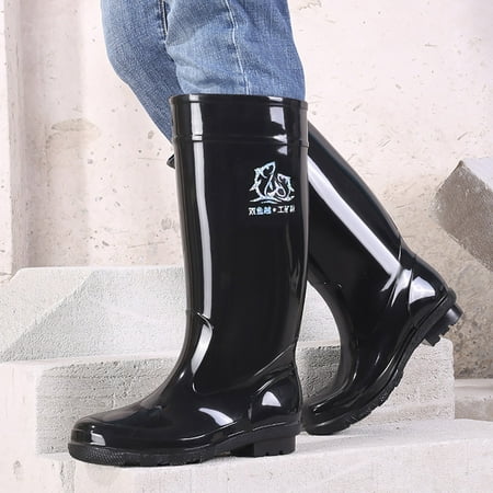 

FZM Men Tall Rain Boots Waterproof Anti Slip Black Adult Outdoor Work Rubber Boots