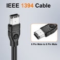 thumbnail image 3 of 1.8M IEEE 1394 Cable, 6 Pin Male to 6  Pin Male 800Mbps Adapter Cable Data Converter for DV, Digital Camera, Black, 3 of 5