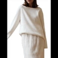 thumbnail image 2 of Suéteres de Verano Informales, Holgados, 100% Algodón, con Cuello Redondo, Espalda Descubierta y Sudaderas Oversize para Mujer 2025 Como la Leche M, 2 of 10
