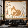 thumbnail image 6 of Sleeping Deer Mother and Baby Cuddle in a Forest, Whimsical Illustration for Nature Lovers, Woodland Animal Wall Art, Baby Shower Gift Tapestry Wall Hanging for Nursery and Bedroom, 6 of 7