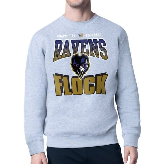 Men's Starter Gray Baltimore Ravens Comic Style Sweatshirt