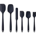 thumbnail image 1 of Juego de 6 espátulas de silicona para cocinar hornear y mezclar espátulas de goma antiadherentes resistentes al calor con 550 °F (negro), 1 of 4