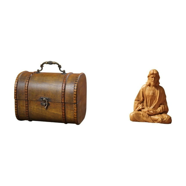 Estuche organizador de joyas,Organizador de joyas de madera para mujeres,hombres y niñas,Estatua del Corazón de Jesús,Estatua del Sagrado Corazón de Jesús para decoración del hogar,Figura