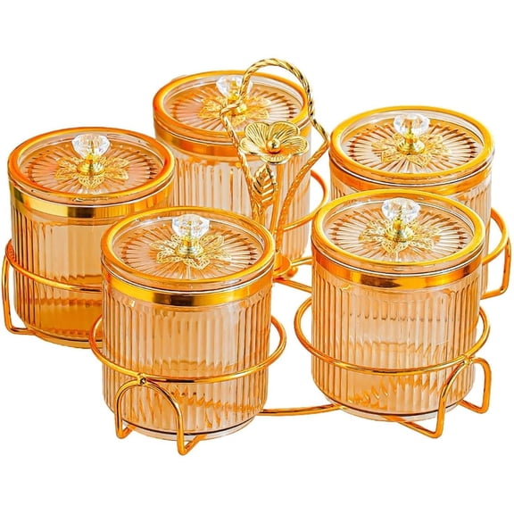 Divided Snack Serving Bowl 5 Grid Gold, Dried Fruit Tray Organizer Appetizer Candy Dishes for Home