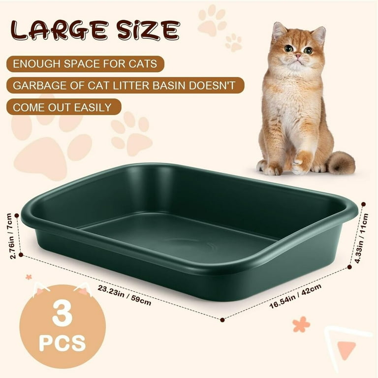 Large Size Low Entry Cat Litter Box Easy Access for Senior Cats Dark Green Walmart
