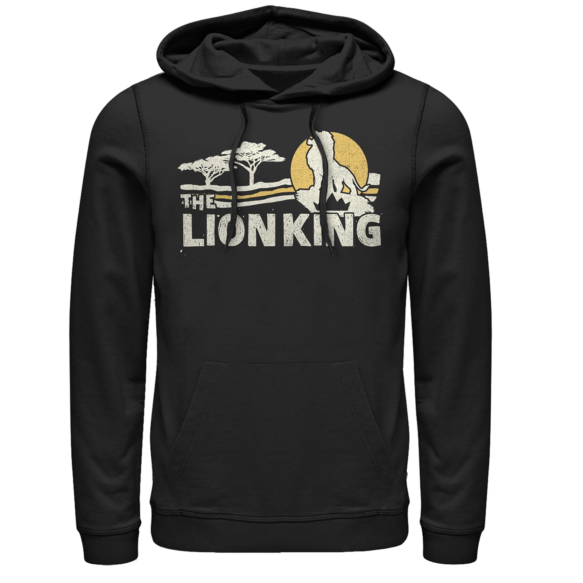 Men's Lion King Vintage Pride Lands Pull Over Hoodie Black 2X Large ...