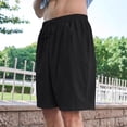 thumbnail image 2 of Hurxie Mens Basic Shorts with Pockets Basketball Gym Workout Plain Uniform PE Shorts Black,M, 2 of 6