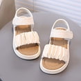 thumbnail image 5 of Girls Ruched Strap Sandals, Hook-and-Loop Soft Sole Summer Shoes, Lightweight Casual Flat Sandals for Kids, 5 of 7
