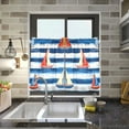 thumbnail image 4 of Yayeee Kitchen Curtains Tier Pair Light Filtering 27"x36" Rod Pocket Short Cafe Window Panel, Blue Sailboats, 4 of 7