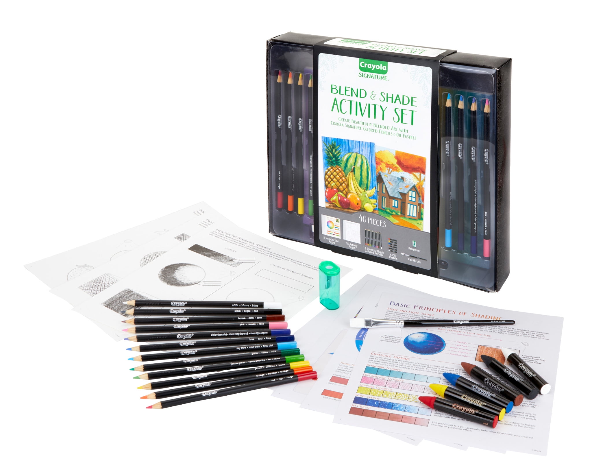Crayola 40 Piece Signature Series Blend & Shade Activity Set With Colored Pencils And Oil