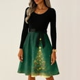 thumbnail image 5 of Christmas Dresses for Women Women's Casual Fashion Round Neck Long Sleeve Christmas Printed Party Vintage Long Dresses for Holiday Gathering,Army Green,L, 5 of 7