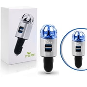 Car Air Purifier Premium Air Ionizer & Car Charger Accessory w/Dual USB Ports - Quick Charge 3.0 - Eliminate Allergens Bad Odor Smell Smoke Pollen Mold Bacteria Viruses - Deodorizer (SILVER)