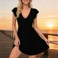 thumbnail image 5 of Mifsaly Women Summer Dress with Sleeves V-Neck A-Line Mini Dress Comfortable Everyday Summer Casual Flowy Sundresses M, 5 of 5
