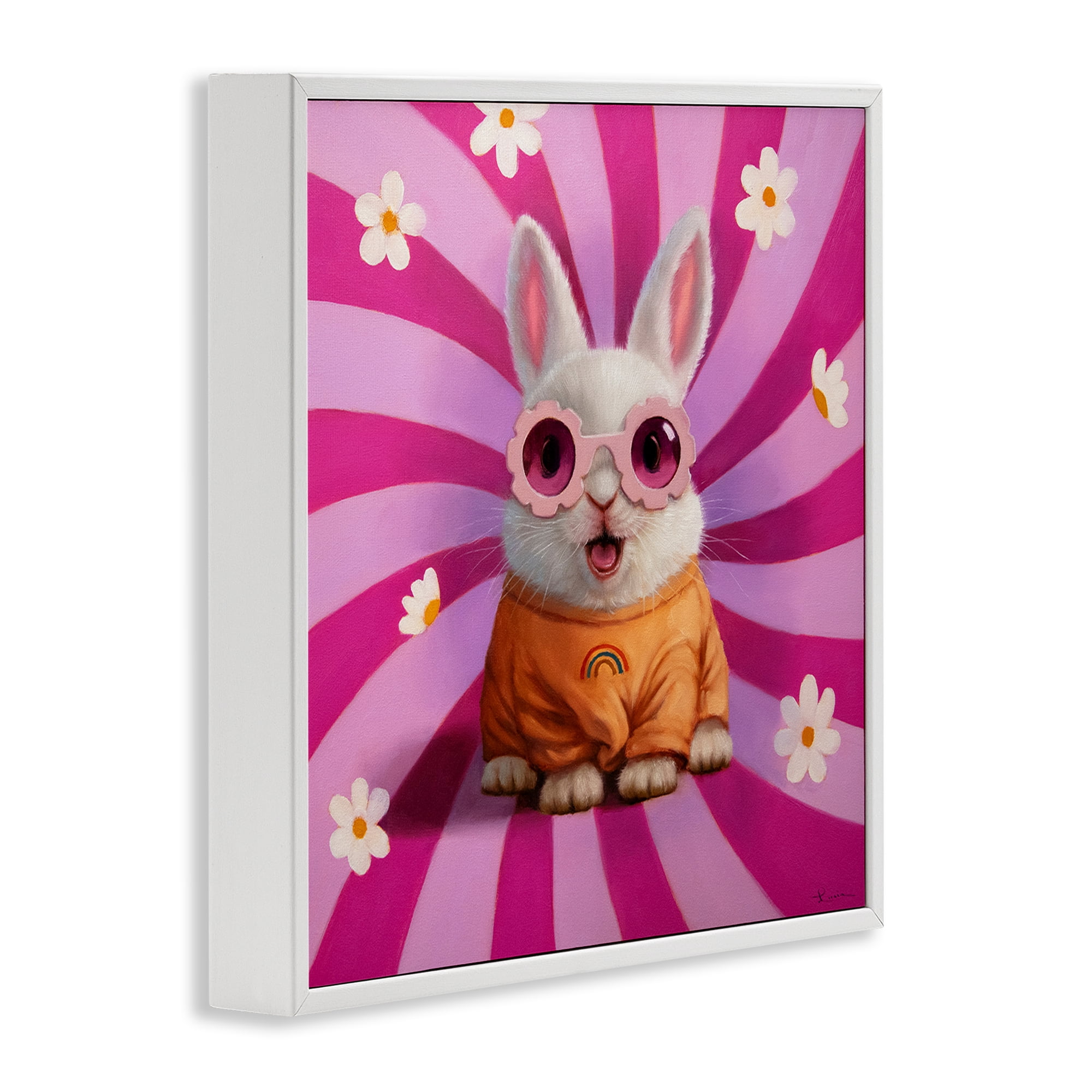 Stupell Industries Good Vibes Only Rabbit White Framed Giclee Art, design by Lucia Heffernan