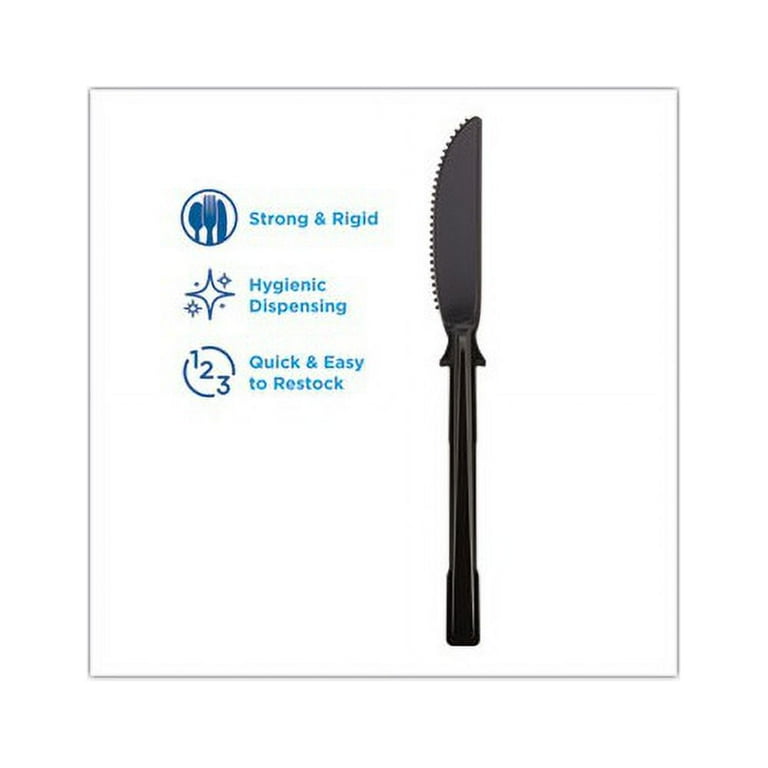 SmartStock Tri-Tower Dispensing System Cutlery, Knives, Mediumweight, Polystyrene, Black, 40/Cartridge, 24 Cartridges/Carton SmartStock Tri-Tower Dispensing System Cutlery, Knives, Mediumweight, Polystyrene, Black, 40/Cartridge, 24 Cartridges/Carton