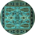 thumbnail image 1 of Ahgly Company Indoor Round Oriental Turquoise Blue Industrial Area Rugs, 3' Round, 1 of 4