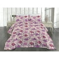 thumbnail image 2 of Ambesonne Flowers Boho Quilted Coverlet 3 Pcs, Wild Meadow Blossoms, Queen Size, Soft Pink and Dark Purple, 2 of 4