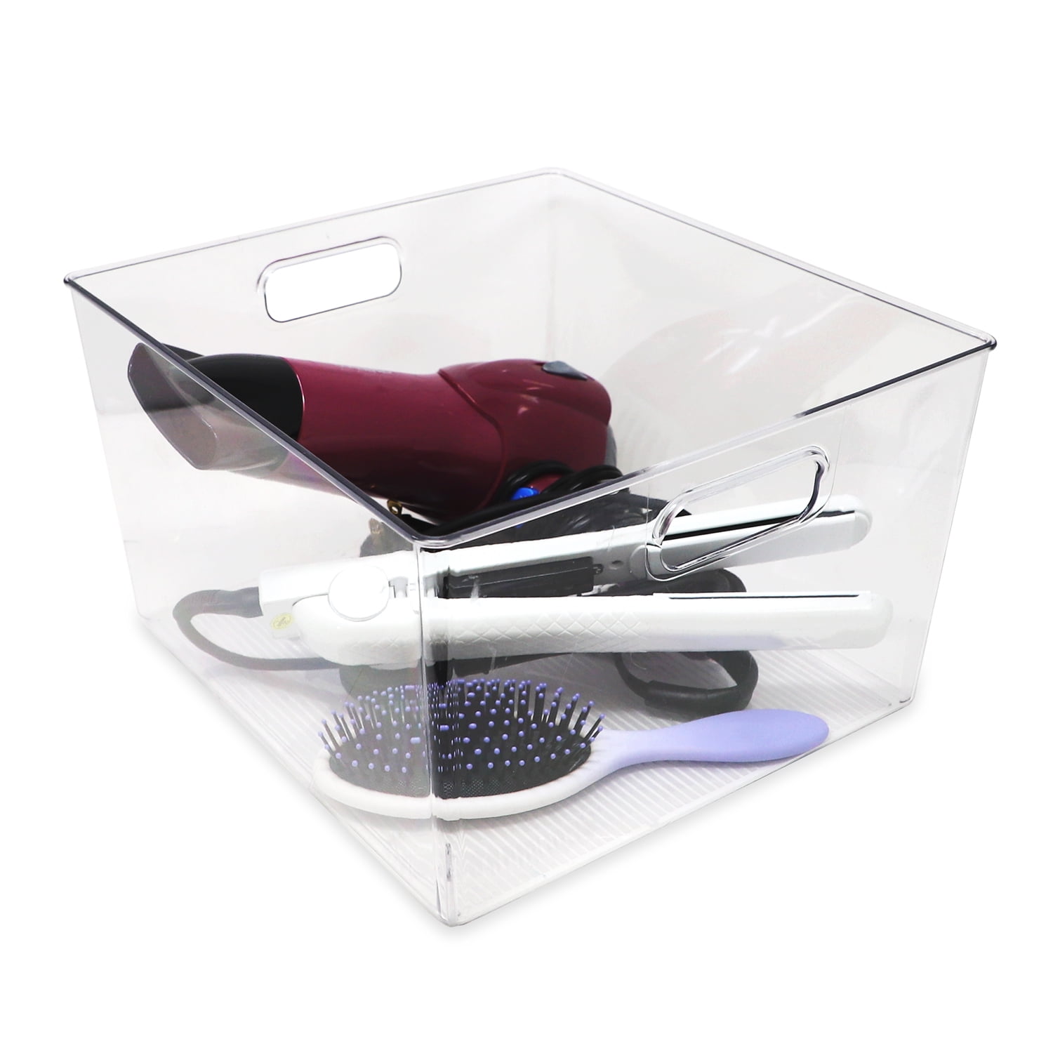 Isaac Jacobs Clear Bin Organizers with Handles, Extra-Large, 3-Pack – Stackable Plastic Storage Bins for Kitchen, Pantry, Fridge, and Home Organization