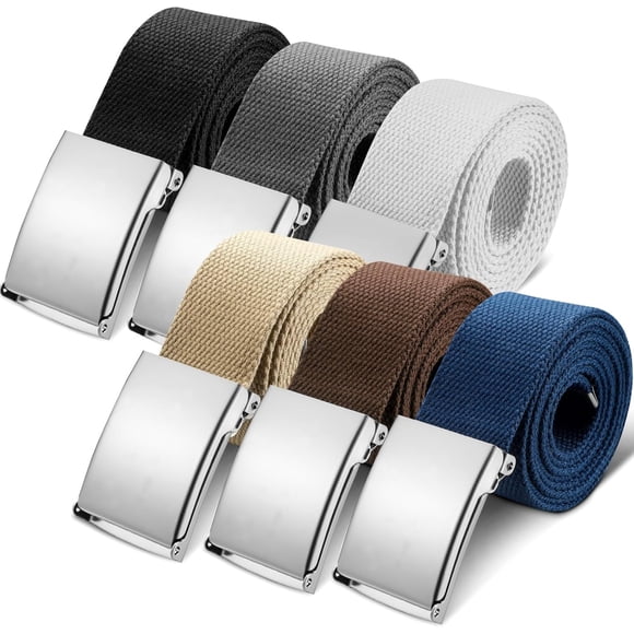 6 Pack Golf Belts for Men Men's Golf Web Belt Nylon Web Belt Size up to 55" Adjustable Solid Nylon Belt