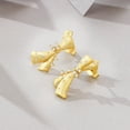 thumbnail image 4 of Dainty Bow Moissanite Earrings 925 Sterling Silver Gold Diamond Earrings Hypoallergenic Comfy Women's Earrings Studs, 4 of 7