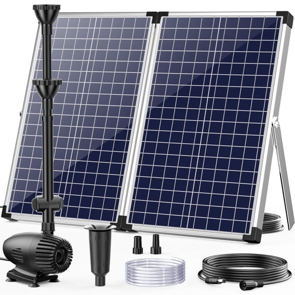 POPOSOAP 70W Solar Water Pump Kit, 680 GPH Solar Powered Fountain with Water Shortage Protection and 27ft Cord