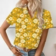 thumbnail image 4 of Cavosen Women's Blouses Button down for Summer Collared Hawaiian Tropical Print Tees Short Sleeve Pullover Button up Vacation Shirts Casual Dressy Resort Beach Tops Going out 2XL, 4 of 7