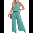 thumbnail image 1 of Conjunto de Dos Piezas de Verano para Mujer: Top Corto Básico Sin Mangas con Cuello Redondo y Pantalones Anchos con Bolsillos Judías XXL, 1 of 7