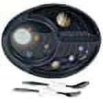 Kids Divided Plate with Utensils - Children's Meal Set with Plate, Fork and Spoon - Outer Space