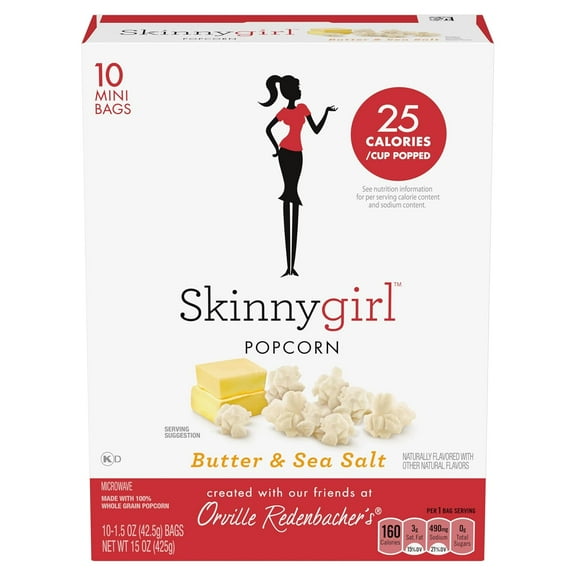 Orville Redenbacher's Skinnygirl Microwave Popcorn Mini Bags, Butter & Sea Salt Flavor, 1.5 oz., 10-Count