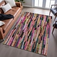 thumbnail image 6 of Addison Rugs Mayfield Premium Machine Washable Transitional Stripes Pink Rectangle Rug, 9' x 12', 6 of 6