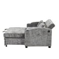 thumbnail image 5 of 61'' Convertible Sleeper Sofa Bed with 2 Arm Pockets, Cup Holders, USB Ports, Chenille Fabric Sofa w/Pull-Out Loveseat Sleeper Sofa Bed Couch, Adjsutable Back for Living Room (Grey, Twin), 5 of 9