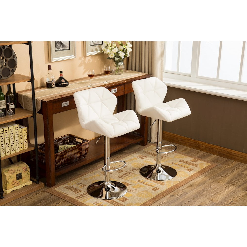 Roundhill Furniture Glasgow Contemporary Tufted Adjustable Height Hydraulic Bar Stools, Set of 2, Black
