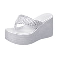 thumbnail image 5 of Rokment Womens Metallic Orthopedic Platform Wedge Flip Flops Dress Sandals 2026 Summer Beach Fashion Leather Chunky High Heels Slip on Casual Heeled Dress Thongs Slides Silver Size 7, 5 of 7