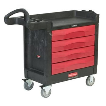 Rubbermaid Commercial FG451388BLA TradeMaster 40.63 in. x 18.38 in. x 33.38 in. 4 Drawer Cart - Black