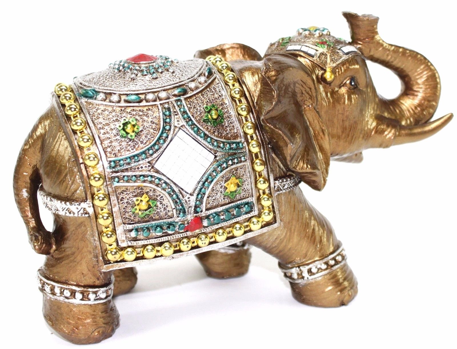 Feng Shui 7" Medium Gold Color Elegant Elephant Trunk Statue Lucky Figurine House Warming Gift & Home Decor - image 3 of 3