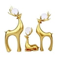 thumbnail image 3 of Estatuas de Alce de Navidad BLESIY 3 Piezas Figuras de reno 2024 conjunto de Adornos oro, 3 of 8