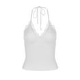 thumbnail image 3 of SNKSDGM 4Th of July White Sleeveless Blouse for Women Women's Plus Strapless Top Women's Solid Color Lace Lace Backless Lace up Top Tank Top, 3 of 4
