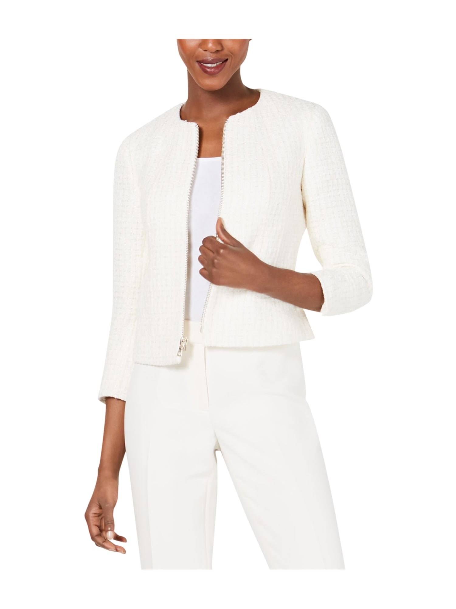 Anne Klein Womens Tweed Jacket white 4 | Walmart Canada