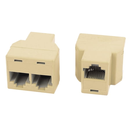 Unique Bargains 2Pcs 3 Way RJ45 8P8C Internet Extension Connector Cable Splitter