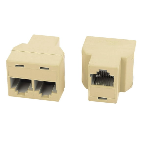 Unique Bargains 2Pcs 3 Way RJ45 8P8C Internet Extension Connector Cable Splitter