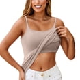 thumbnail image 2 of Womens Camisoles Tops with Built in Padded Bra Basic Breathable Tank Top Brown S, 2 of 6