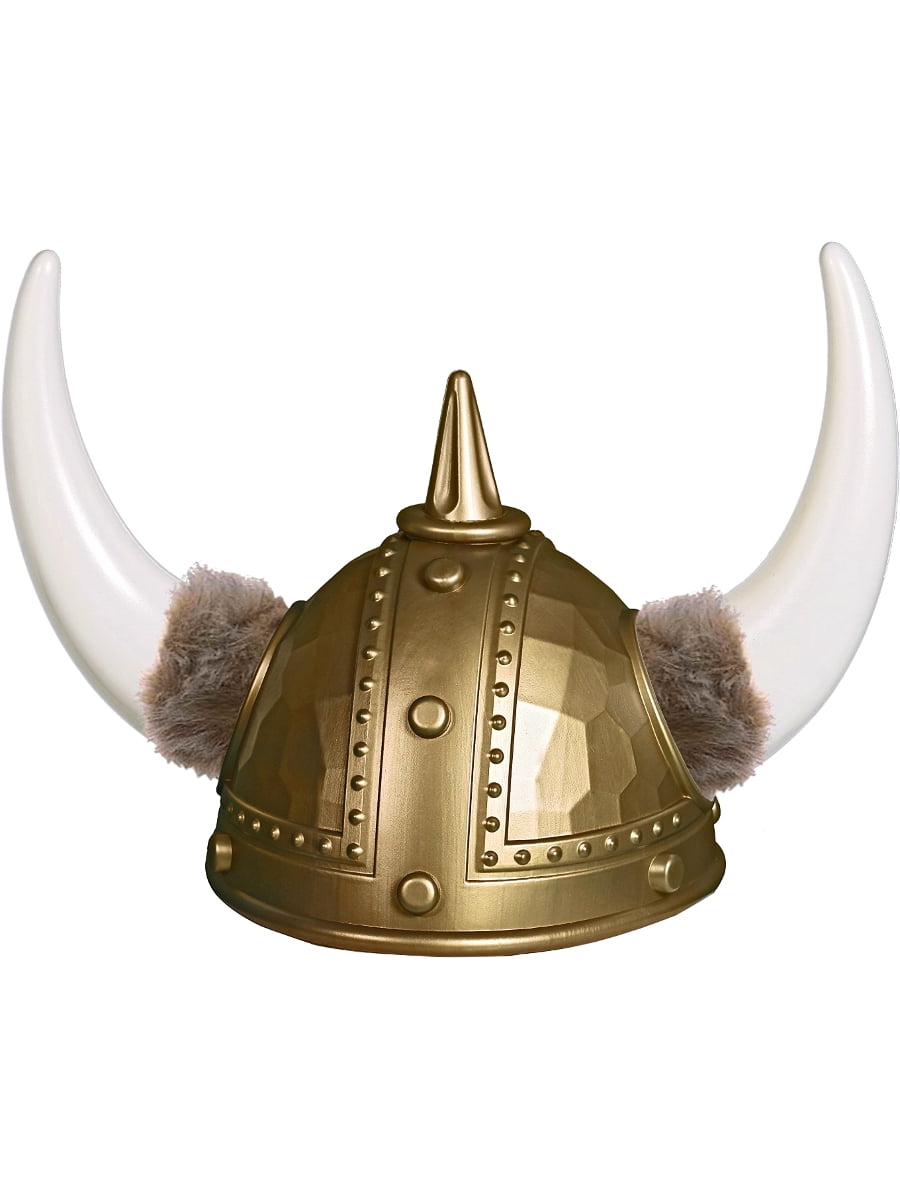 Adult Nordic Vikings Medieval Gold Norse Plastic helmet Hat Costume Game